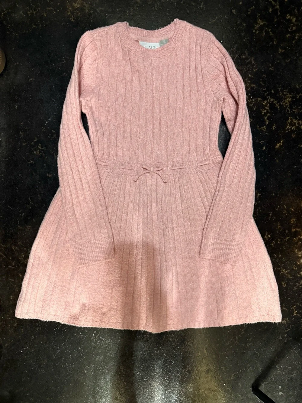 The Children's Place Light Pink Ribbed Sweater Dress with Waist Tie
